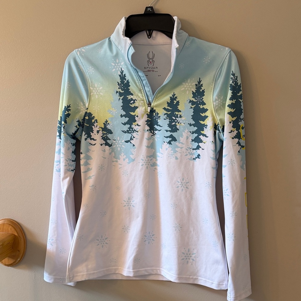 Spyder Women's Gradient Tree Half-Zip Pullover - Aqua, Teal & White